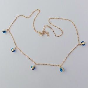 🧿925 silver necklace evileye double sided glass 18K yellow gold plated